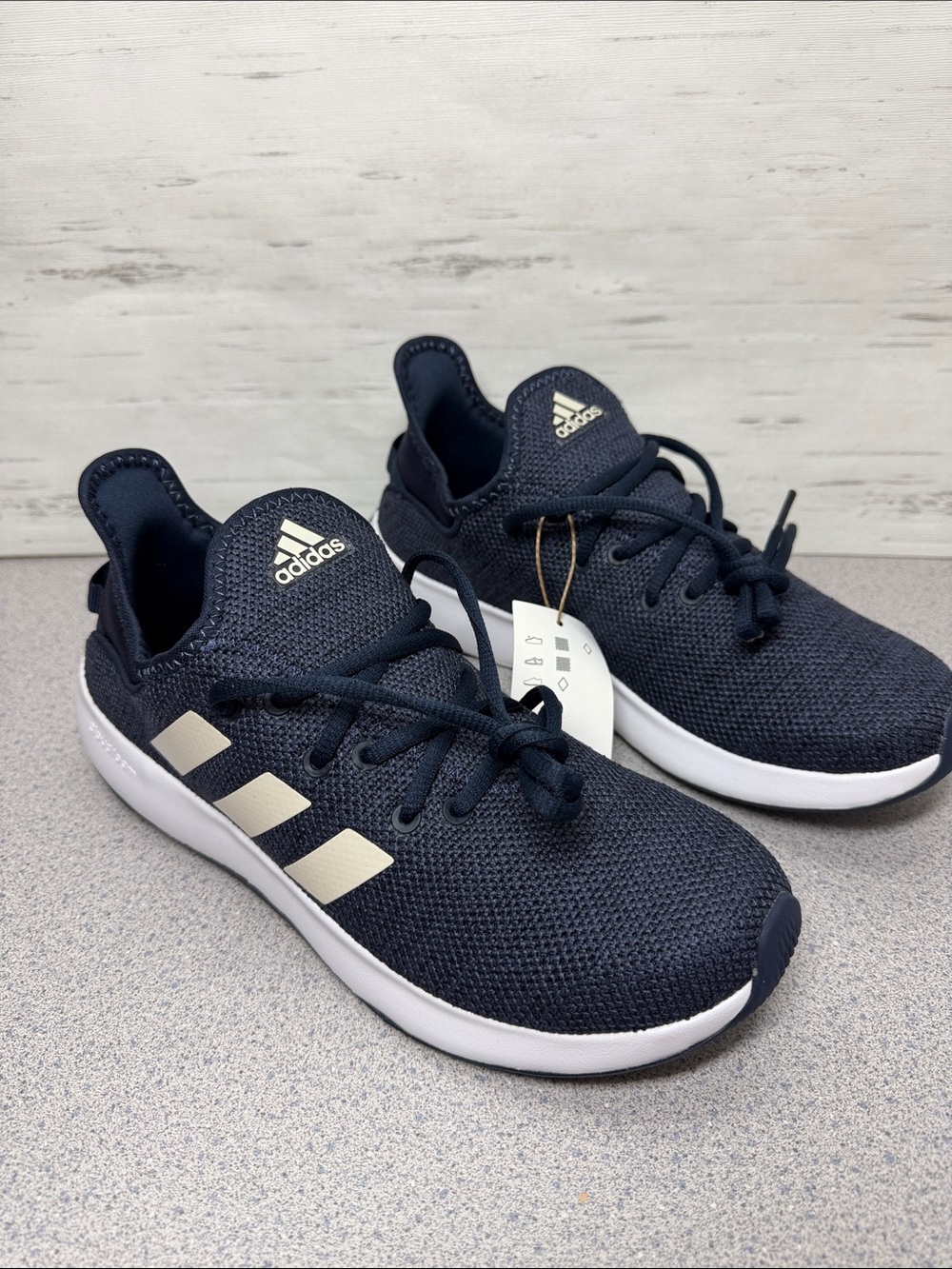 adidas Kids Navy and White Lightweight Knit Sneakers